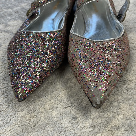 Larroude Carroline Flat Glitter Mary Jane Party Pointed Toe DEFECT Sz 7.5 - Picture 7 of 15